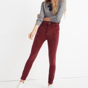 Madewell 10” High-Rise Skinny Jeans Stretch Velvet